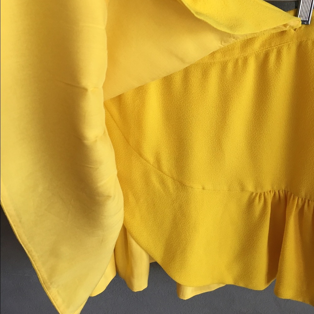 Essential Antwerp Yellow Mini Ruffle Wrap Skirt - Picture 6 of 6